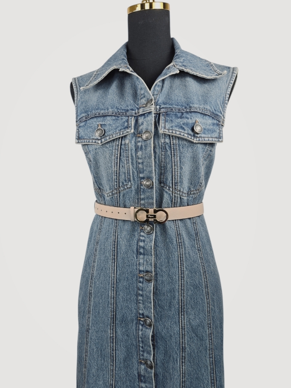SPORTMAX Catone Denim Maxi Dress Button Front Sleeveless Blue US 10 IT 44 - Picture 16 of 16